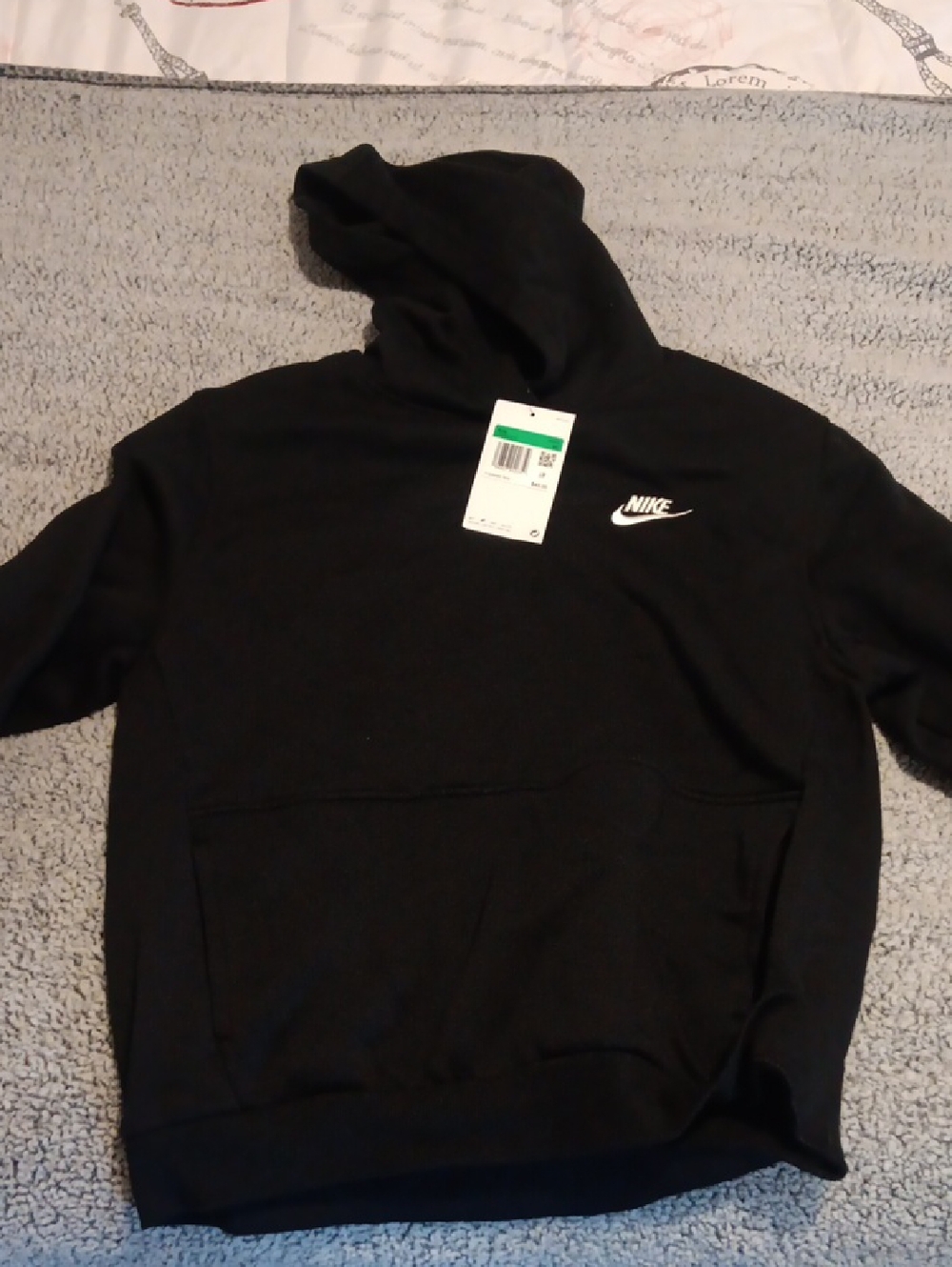 Nike Kids Black Crewneck Hoodie with White Swoosh
